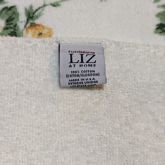 Vintage Liz Claiborne Floral Blue and Yellow Towel Set Bath Sheet Face Cloth - Picture 4 of 4